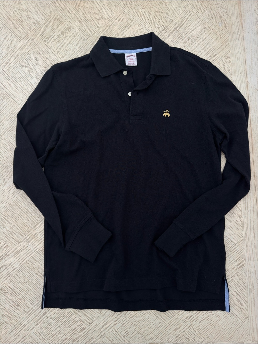 Brooks Brothers Original Fit Long-Sleeve Black Polo (S)